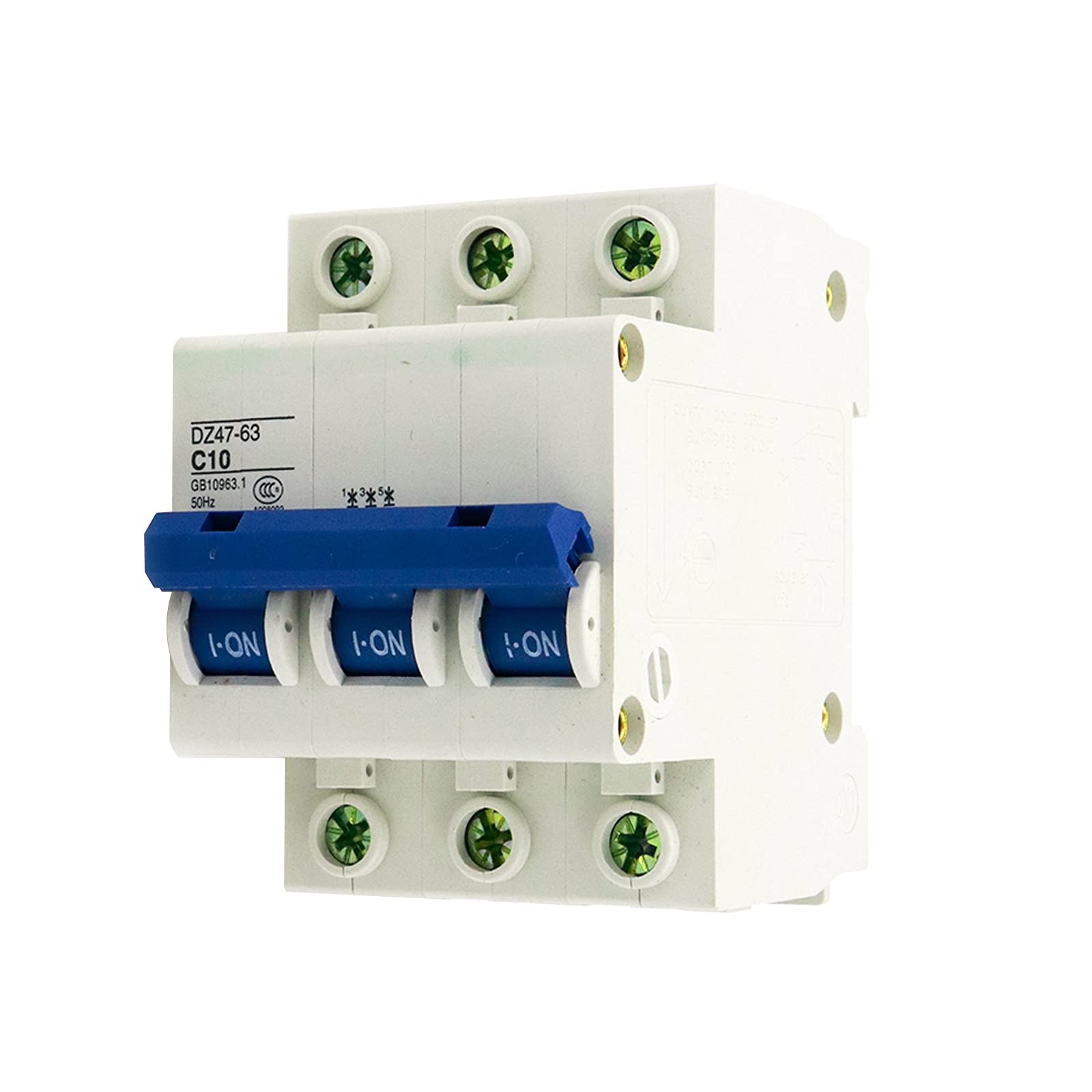 Dahszhi Circuit Breaker DZ47-63 C10 10A AC400V 3Pole DIN Mount